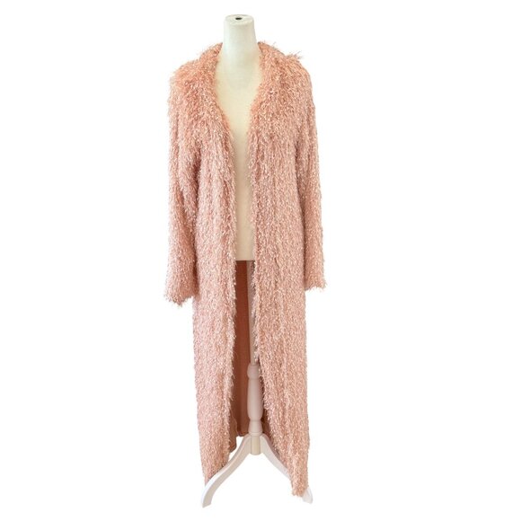 NWT Jella C. Blush Pink Long Maxi Textured Shaggy Cardigan - Picture 5 of 10